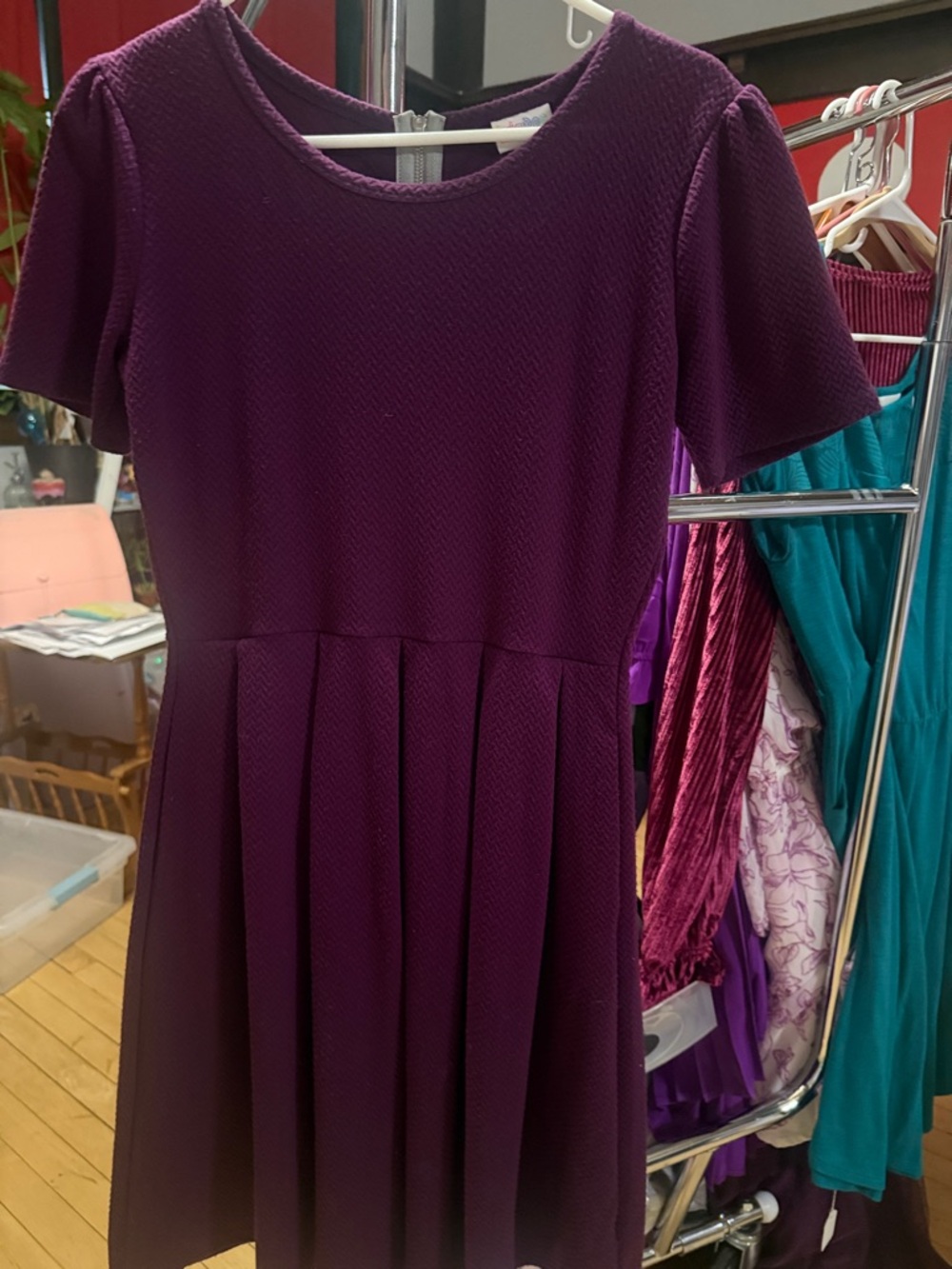 LuLaRoe Purple Fit & Flare Short Sleeve Dress